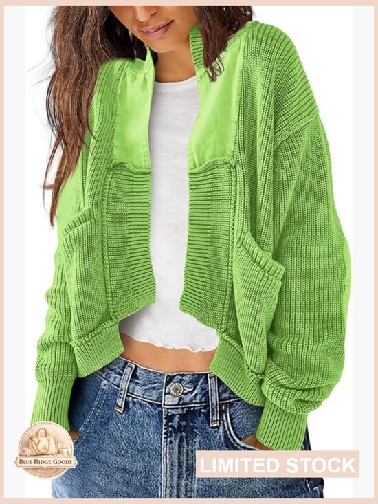 Sweaters - Cable Knit Chunky Cardigan Open Front Oversized Boho Long Sleeve Sweater